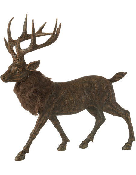 Grande Statuette déco originale Cerf 39 cm en Résine Marron Tissu Nalorie - 1