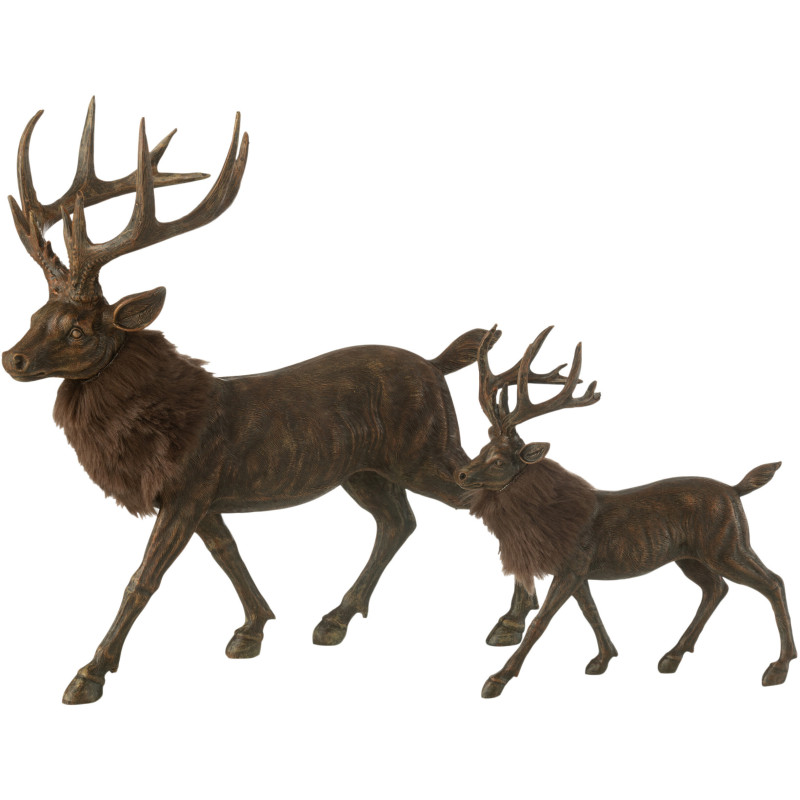 Grande Statuette déco originale Cerf 39 cm en Résine Marron Tissu Nalorie - 3