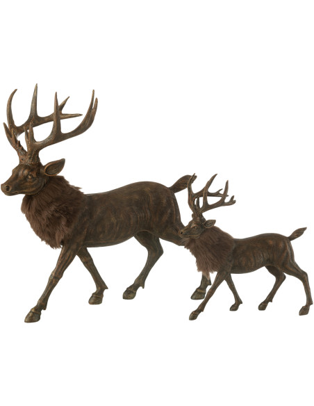 Grande Statuette déco originale Cerf 39 cm en Résine Marron Tissu Nalorie - 3
