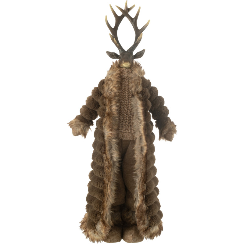 Statue originale Cerf debout Hauteur 76 cm en Résine Tissu Marron Joveth - 1