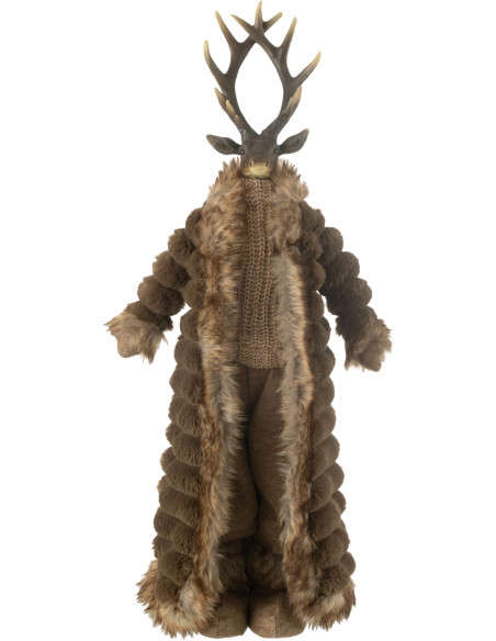 Statue originale Cerf debout Hauteur 76 cm en Résine Tissu Marron Joveth - 1