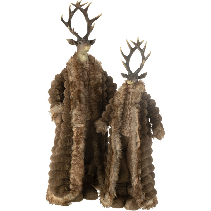 Grande Statue originale Cerf debout Hauteur 92 cm en Résine Tissu Marron Joveth - 3