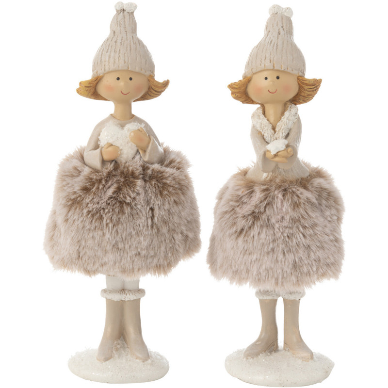 Statuettes déco Anges Coeur & Étoile Hauteur 18 cm en Résine Tissu Marron clair Cyrval (Lot de 2) - 1