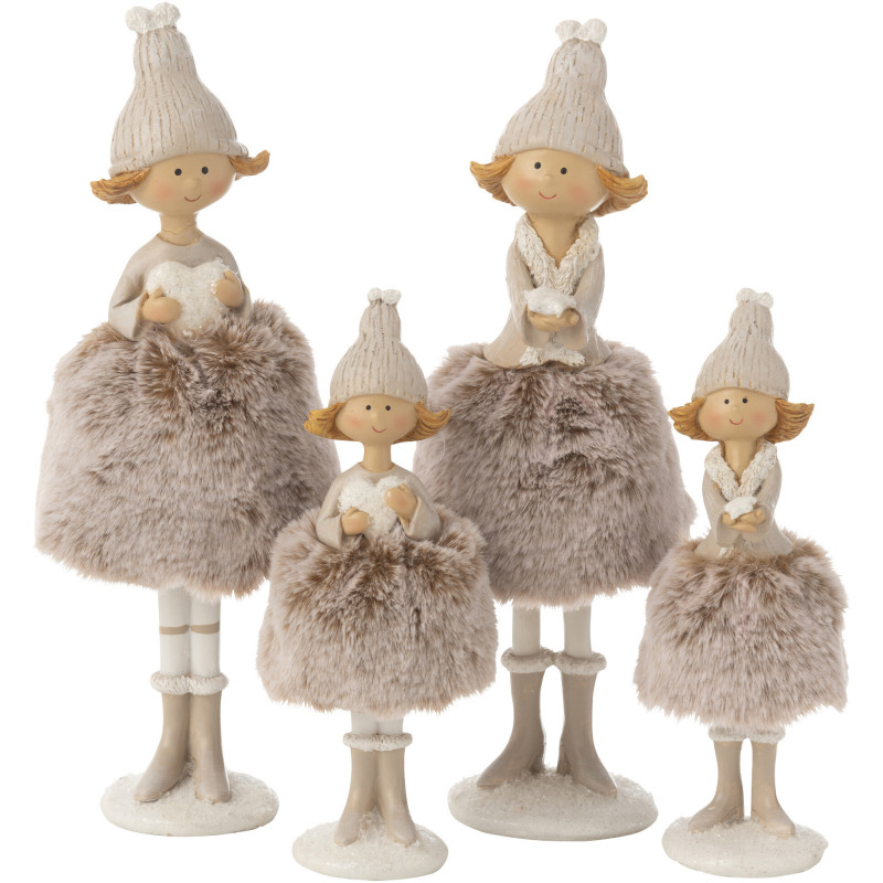 Grandes Statuettes déco Anges Coeur & Étoile Hauteur 28 cm en Résine Tissu Marron clair Cyrval (Lot de 2) - 2