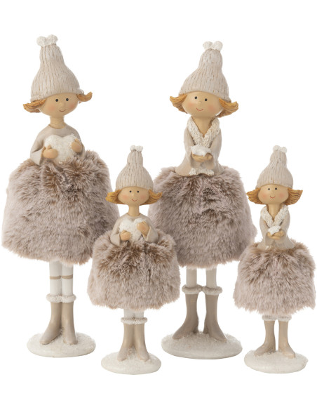 Grandes Statuettes déco Anges Coeur & Étoile Hauteur 28 cm en Résine Tissu Marron clair Cyrval (Lot de 2) - 2