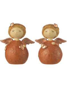 Statuettes vintage Anges Hauteur 11 cm en Résine Cuivré Veylia (Lot de 2) - 1