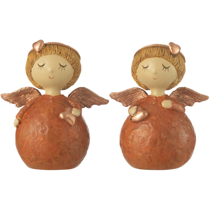 Statuettes vintage Anges Hauteur 11 cm en Résine Cuivré Veylia (Lot de 2) - 1