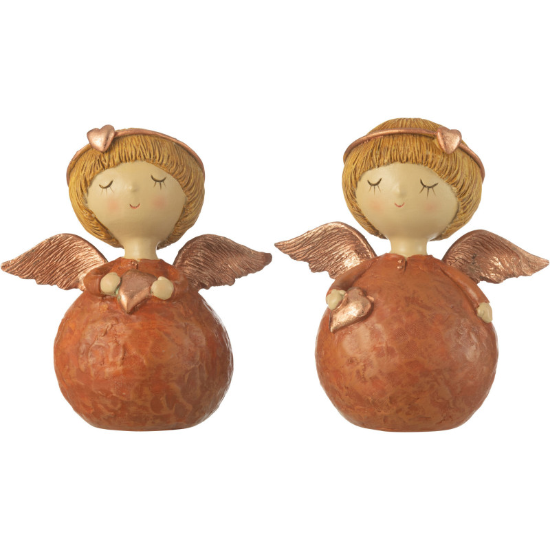 Statuettes vintage Anges Hauteur 14 cm en Résine Cuivré Veylia (Lot de 2) - 1