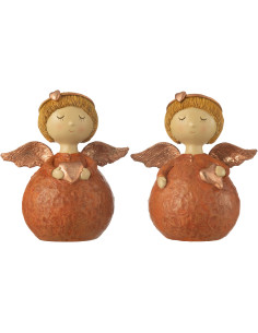 Statuettes vintage Anges Hauteur 19 cm en Résine Cuivré Veylia (Lot de 2) - 1
