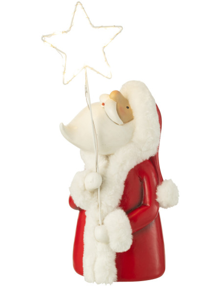 Décoration Père Noël lumineux Hauteur 35 cm en Métal Blanc Rouge Myranis - 1