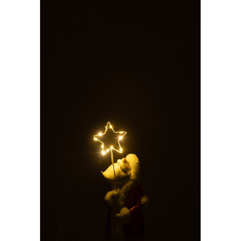 Décoration Père Noël lumineux Hauteur 35 cm en Métal Blanc Rouge Myranis - 3