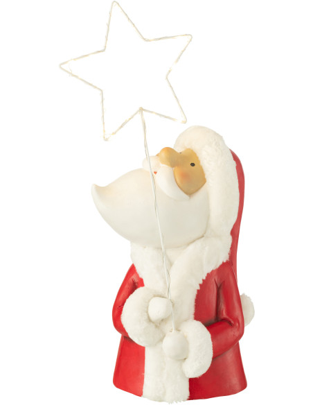 Grande Décoration Père Noël lumineux Hauteur 67 cm en Métal Blanc Rouge Myranis - 1