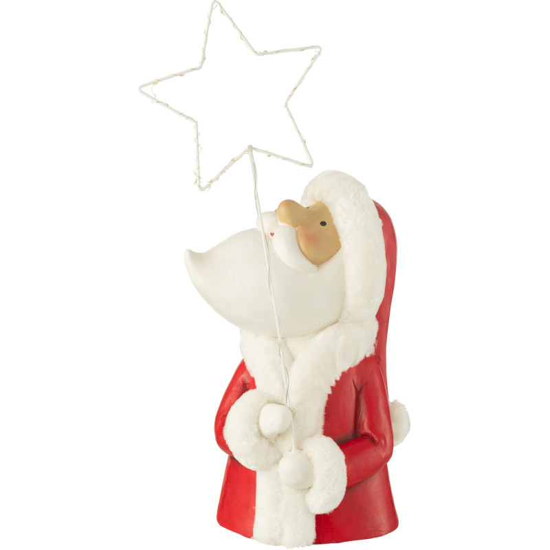 Grande Décoration Père Noël lumineux Hauteur 67 cm en Métal Blanc Rouge Myranis - 2