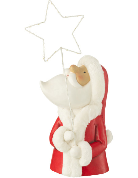 Grande Décoration Père Noël lumineux Hauteur 67 cm en Métal Blanc Rouge Myranis - 2