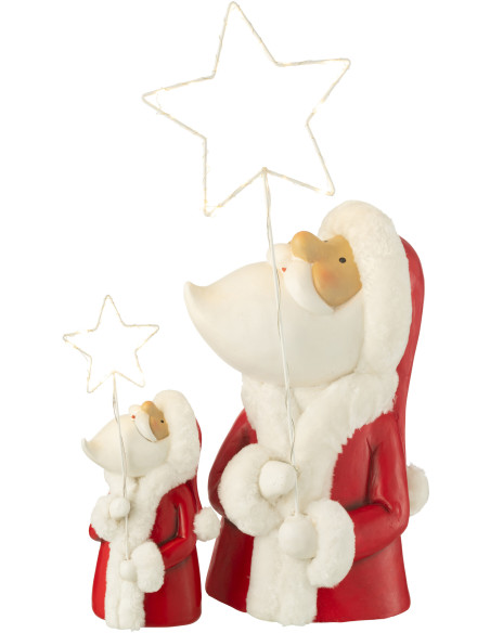 Grande Décoration Père Noël lumineux Hauteur 67 cm en Métal Blanc Rouge Myranis - 4