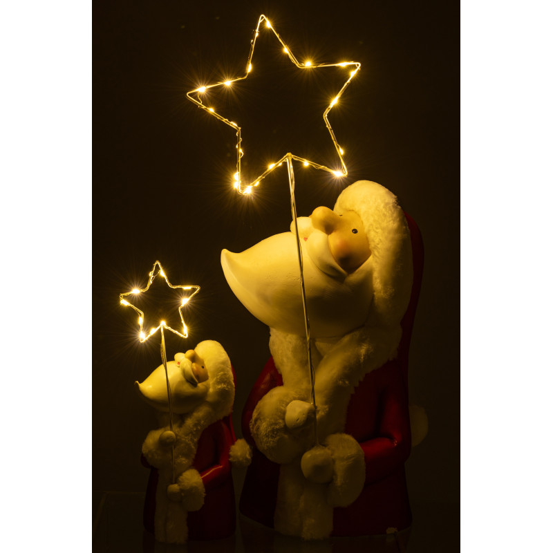 Grande Décoration Père Noël lumineux Hauteur 67 cm en Métal Blanc Rouge Myranis - 6