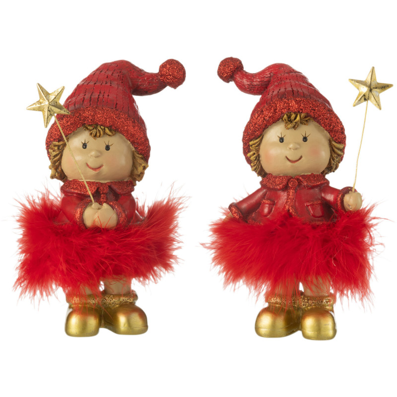 Statuettes originales Petites Fées Hauteur 19 cm en Résine Rouge Doré Cynrell (Lot de 2) - 1