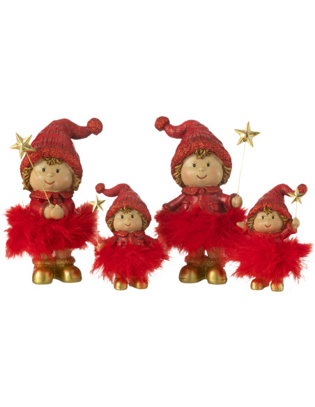 Statuettes originales Petites Fées Hauteur 19 cm en Résine Rouge Doré Cynrell (Lot de 2) - 3
