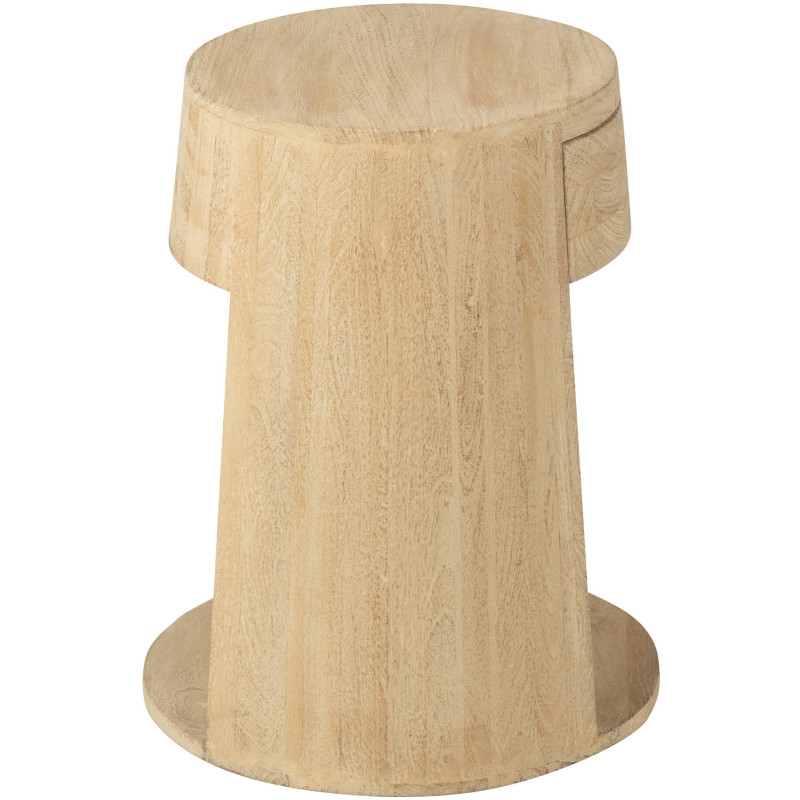 Table d'appoint moderne Ronde 1 tiroir 1 étagère en Bois de manguier Naturel Dawn - 4