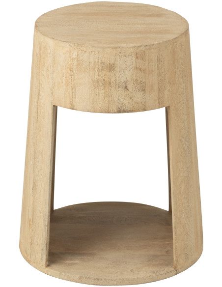 Table d'appoint moderne Ronde 1 tiroir 1 étagère en Bois de manguier Naturel Dawn - 5