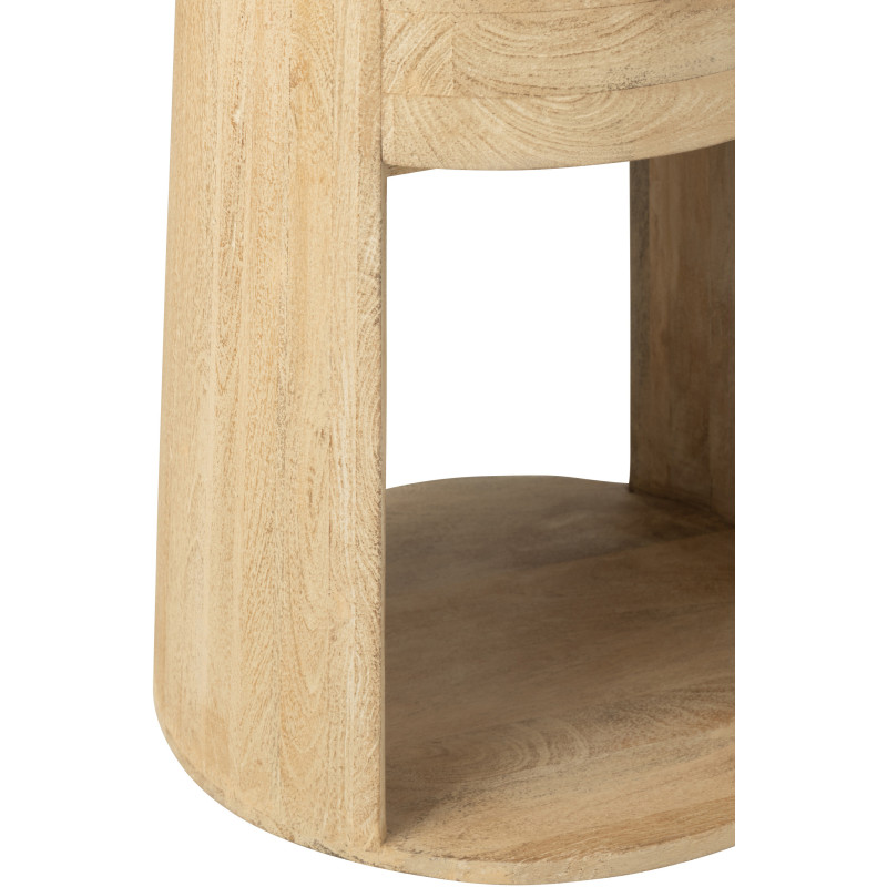 Table d'appoint moderne Ronde 1 tiroir 1 étagère en Bois de manguier Naturel Dawn - 6