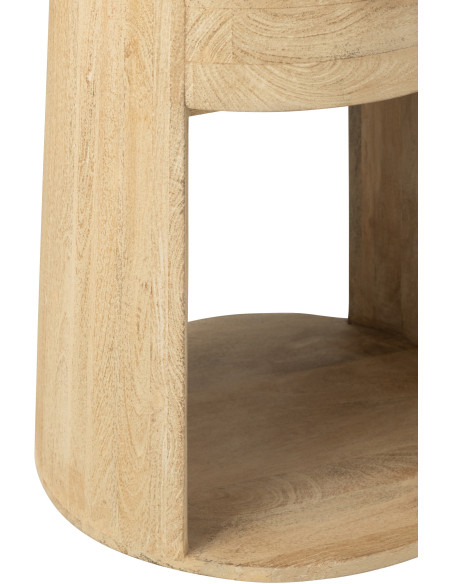 Table d'appoint moderne Ronde 1 tiroir 1 étagère en Bois de manguier Naturel Dawn - 6