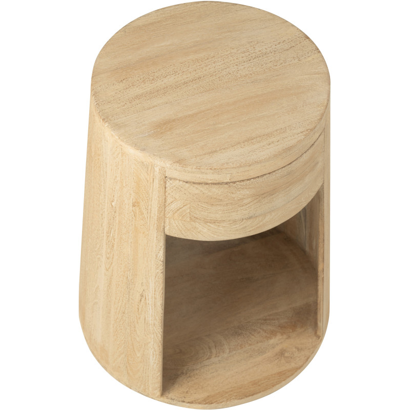 Table d'appoint moderne Ronde 1 tiroir 1 étagère en Bois de manguier Naturel Dawn - 7