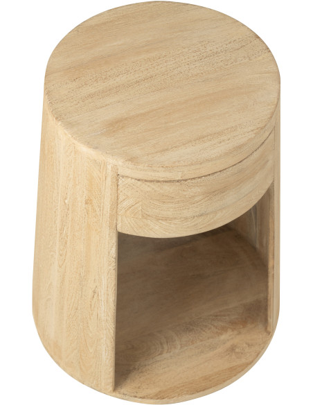 Table d'appoint moderne Ronde 1 tiroir 1 étagère en Bois de manguier Naturel Dawn - 7