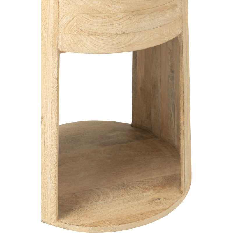 Table d'appoint moderne Ronde 1 tiroir 1 étagère en Bois de manguier Naturel Dawn - 8