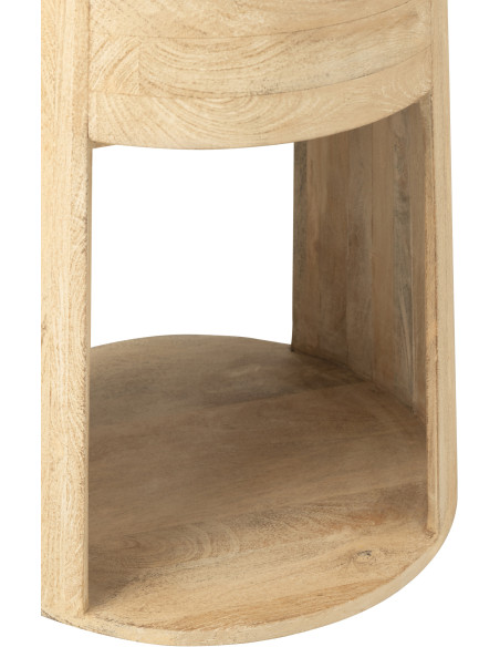 Table d'appoint moderne Ronde 1 tiroir 1 étagère en Bois de manguier Naturel Dawn - 8