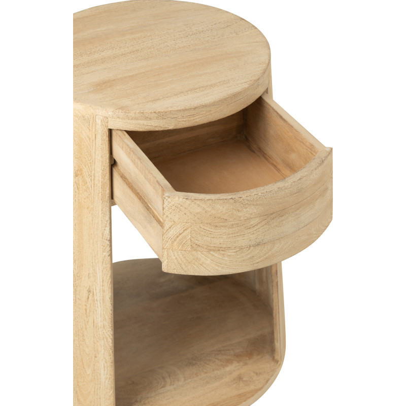 Table d'appoint moderne Ronde 1 tiroir 1 étagère en Bois de manguier Naturel Dawn - 9
