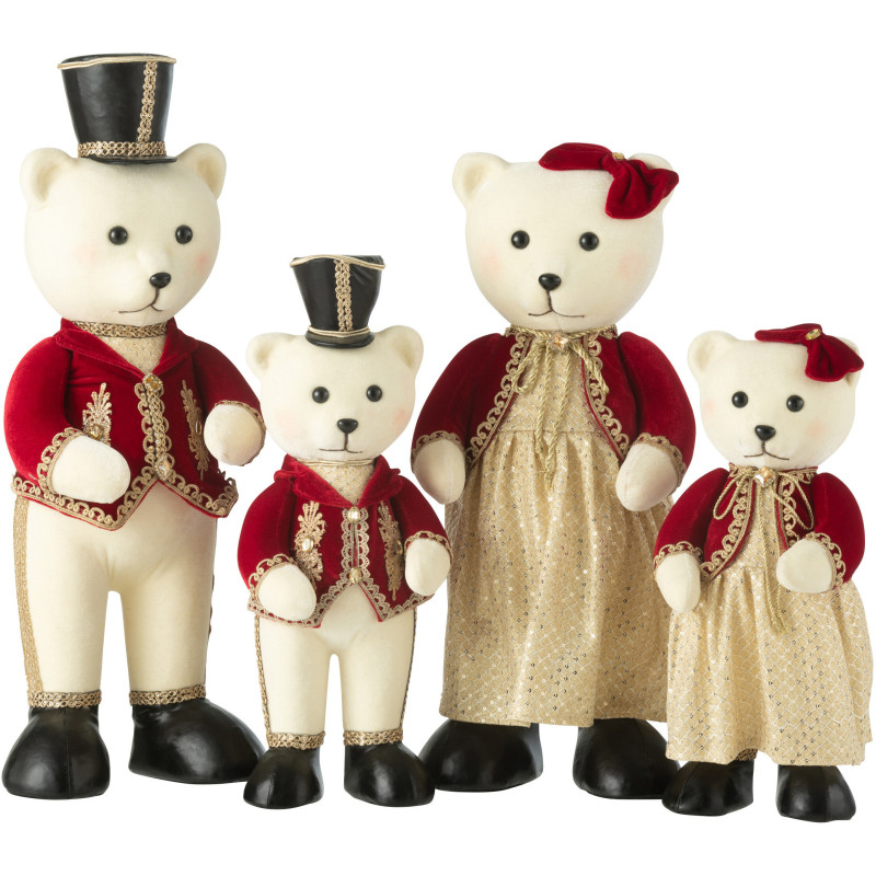 Grandes Statues déco Oursons Costumes Hauteur 62 cm en Résine Tissu Blanc Rouge Elyvorn (Lot de 2) - 3