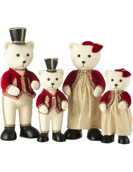 Grandes Statues déco Oursons Costumes Hauteur 62 cm en Résine Tissu Blanc Rouge Elyvorn (Lot de 2) - 3