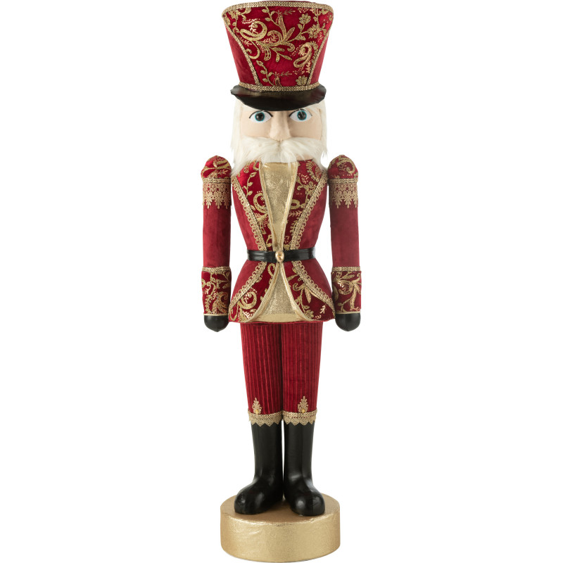 Grande Statue de Noël Soldat Casse noisette Hauteur 148 cm en Résine Tissu Rouge Doré Falend - 1