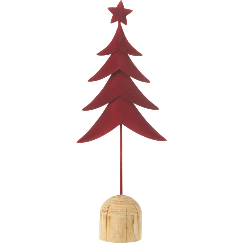 Déco de Noël sur pied Sapin Hauteur 40 cm en Métal Rouge Bois Naturel Darvena - 1