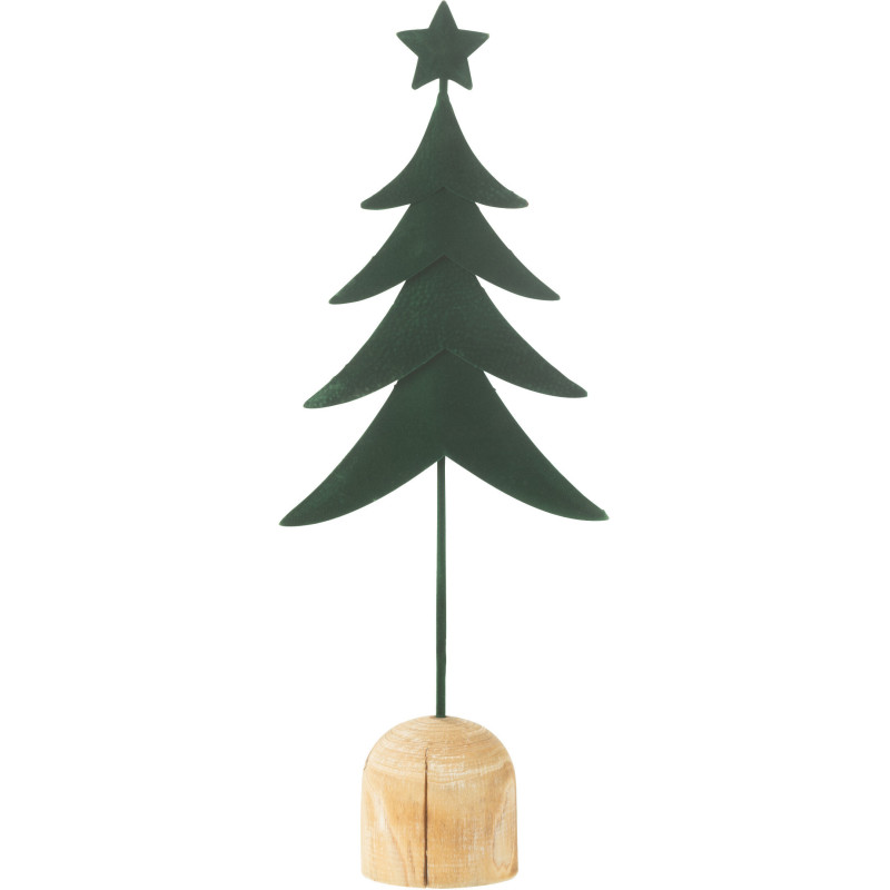 Déco de Noël sur pied Sapin Hauteur 40 cm en Métal Vert Bois Naturel Darvena - 1