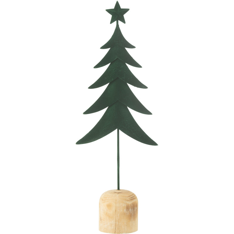 Grande Déco de Noël sur pied Sapin Hauteur 49 cm en Métal Vert Bois Naturel Darvena - 1