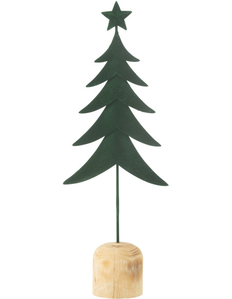 Grande Déco de Noël sur pied Sapin Hauteur 49 cm en Métal Vert Bois Naturel Darvena - 1