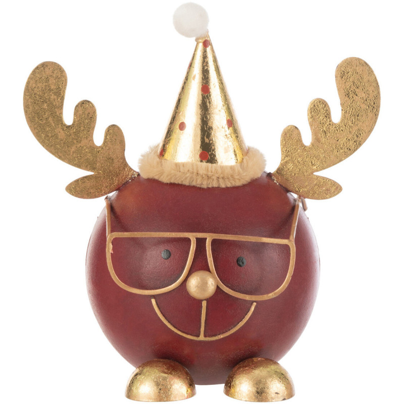 Déco de Noël originale Tête de Renne 12 cm en Métal Rouge Doré Zorylis - 1