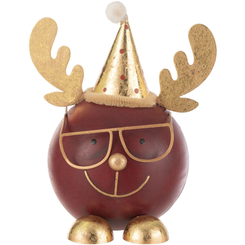 Déco de Noël originale Tête de Renne 15 cm en Métal Rouge Doré Zorylis - 1