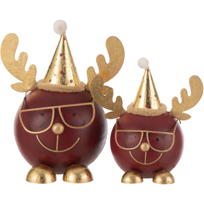 Déco de Noël originale Tête de Renne 15 cm en Métal Rouge Doré Zorylis - 2