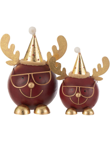 Déco de Noël originale Tête de Renne 15 cm en Métal Rouge Doré Zorylis - 2