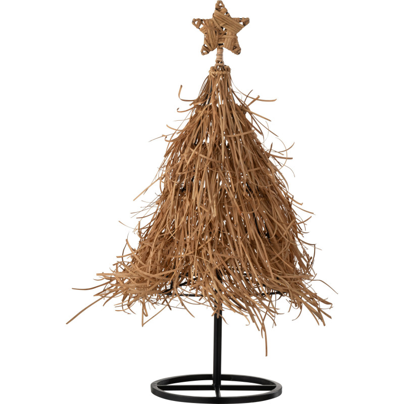 Sapin de Noël déco original Hauteur 64 cm en Rotin Naturel Métal Noir Orvenis - 1