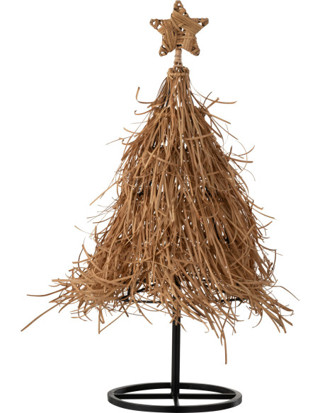Sapin de Noël déco original Hauteur 64 cm en Rotin Naturel Métal Noir Orvenis J-Line - 1