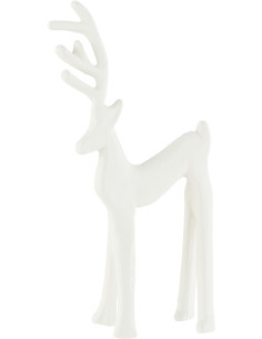 Statuette déco Renne Hauteur 18 cm en Résine Blanc Goa - 1