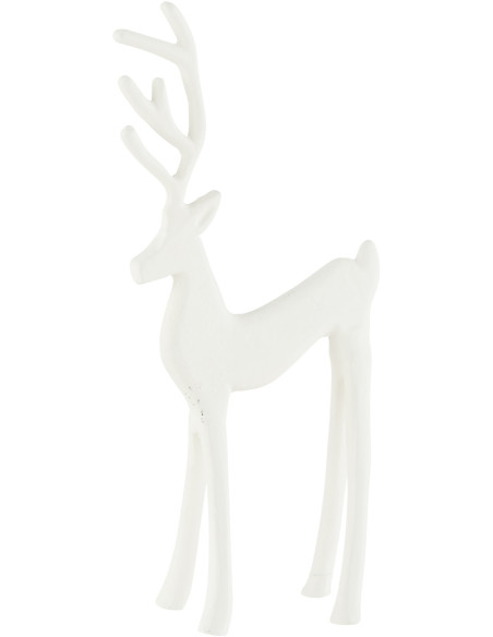 Grande Statuette déco Renne Hauteur 25 cm en Résine Blanc Goa - 1