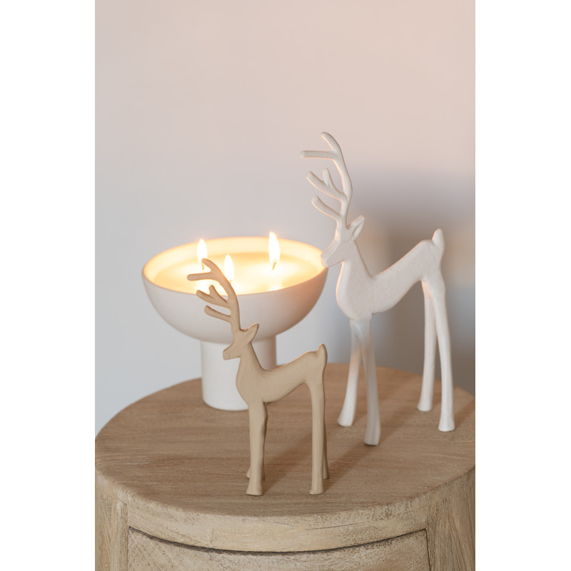 Grande Statuette déco Renne Hauteur 25 cm en Résine Blanc Goa - 2