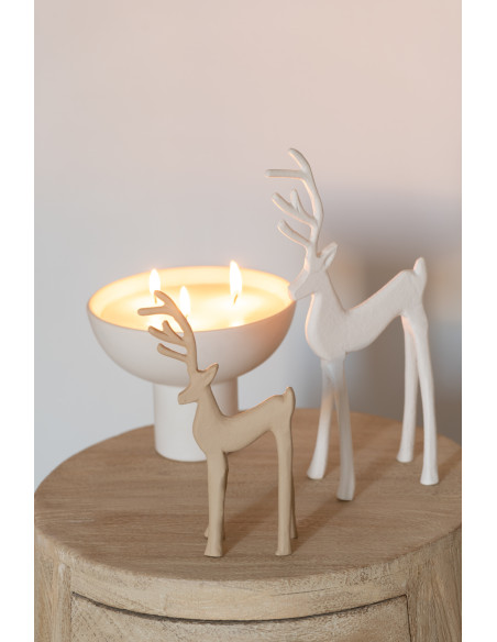 Grande Statuette déco Renne Hauteur 25 cm en Résine Blanc Goa - 2