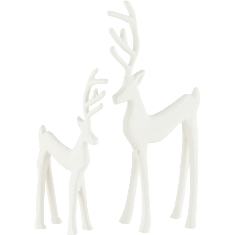 Grande Statuette déco Renne Hauteur 25 cm en Résine Blanc Goa - 3