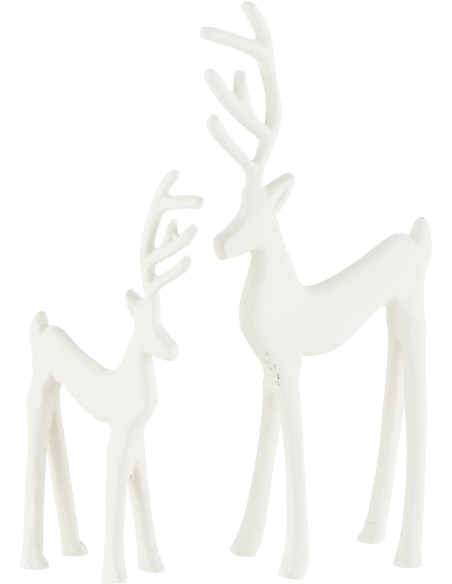 Grande Statuette déco Renne Hauteur 25 cm en Résine Blanc Goa - 3